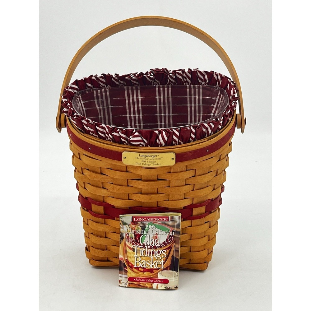 Longaberger 1998 Christmas Collection Red Glad Tidings Basket Liner Protector